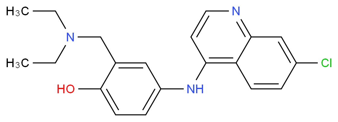 4-[(7-chloroquinolin-4-yl)amino]-2-[(diethylamino)methyl]phenol_分子结构_CAS_86-42-0