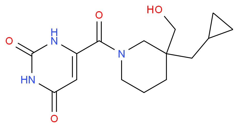 6-{[3-(cyclopropylmethyl)-3-(hydroxymethyl)-1-piperidinyl]carbonyl}-2,4(1H,3H)-pyrimidinedione_分子结构_CAS_)