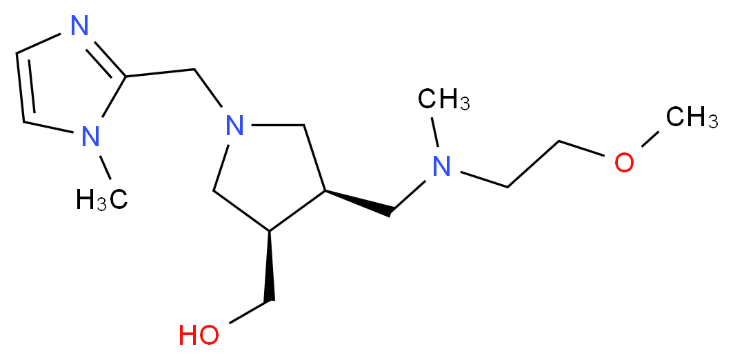 {(3R*,4R*)-4-{[(2-methoxyethyl)(methyl)amino]methyl}-1-[(1-methyl-1H-imidazol-2-yl)methyl]pyrrolidin-3-yl}methanol_分子结构_CAS_)