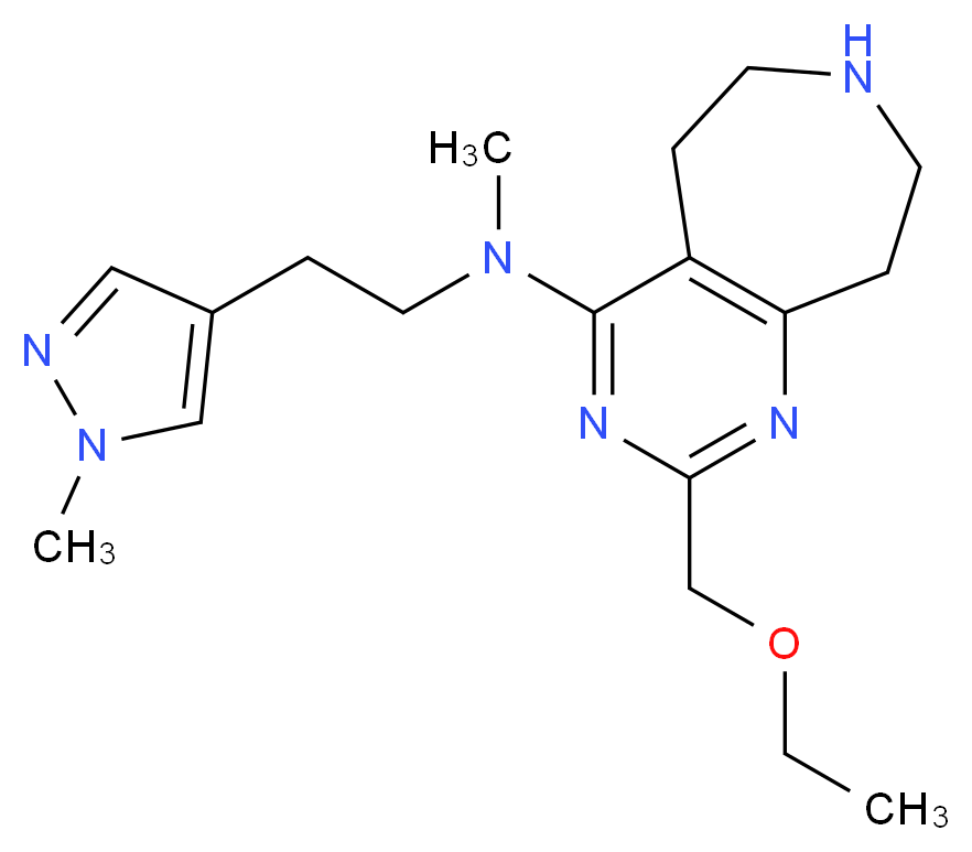 2-(ethoxymethyl)-N-methyl-N-[2-(1-methyl-1H-pyrazol-4-yl)ethyl]-6,7,8,9-tetrahydro-5H-pyrimido[4,5-d]azepin-4-amine_分子结构_CAS_)