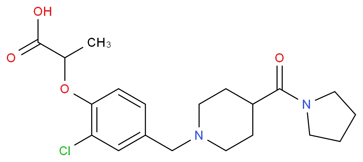 2-(2-chloro-4-{[4-(1-pyrrolidinylcarbonyl)-1-piperidinyl]methyl}phenoxy)propanoic acid_分子结构_CAS_)