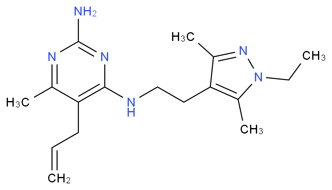 5-allyl-N~4~-[2-(1-ethyl-3,5-dimethyl-1H-pyrazol-4-yl)ethyl]-6-methylpyrimidine-2,4-diamine_分子结构_CAS_)