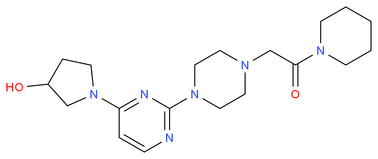 1-{2-[4-(2-oxo-2-piperidin-1-ylethyl)piperazin-1-yl]pyrimidin-4-yl}pyrrolidin-3-ol_分子结构_CAS_)