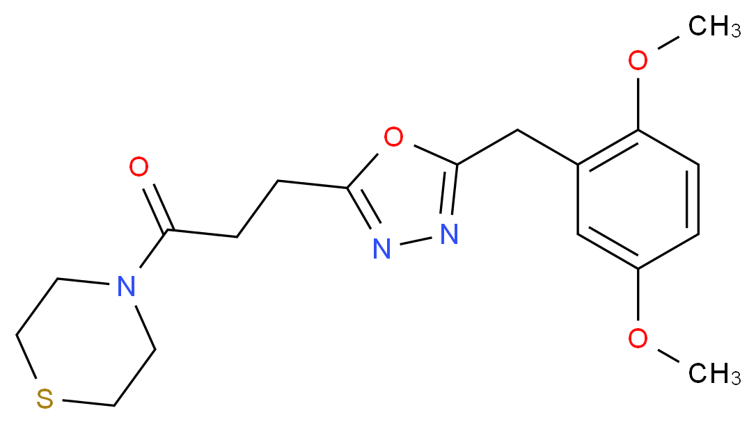 4-{3-[5-(2,5-dimethoxybenzyl)-1,3,4-oxadiazol-2-yl]propanoyl}thiomorpholine_分子结构_CAS_)