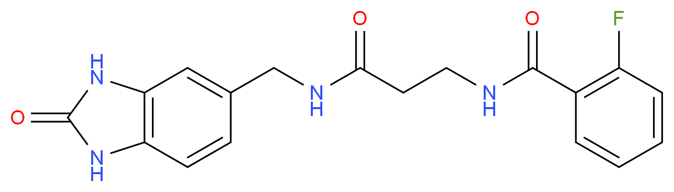 2-fluoro-N-(3-oxo-3-{[(2-oxo-2,3-dihydro-1H-benzimidazol-5-yl)methyl]amino}propyl)benzamide_分子结构_CAS_)