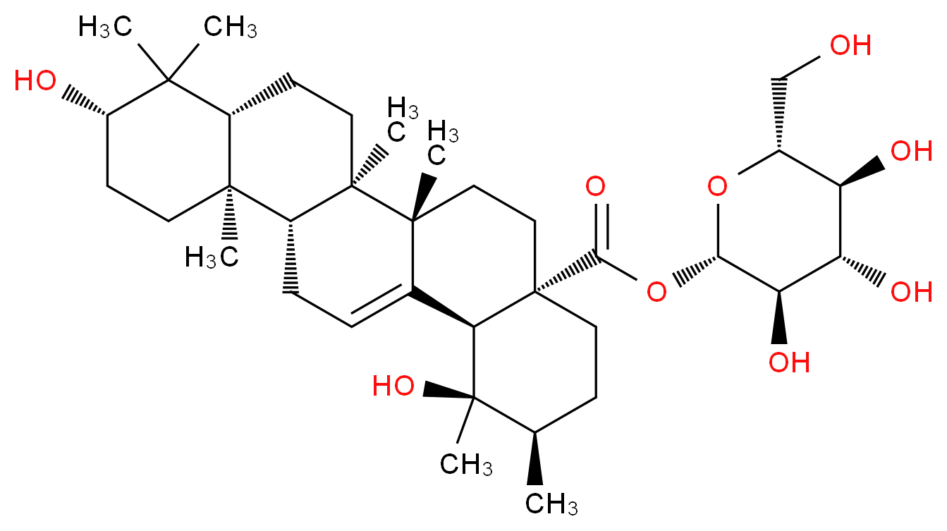 Pomolic acid 28-O-β-D-glucopyranosyl ester_分子结构_CAS_83725-24-0)