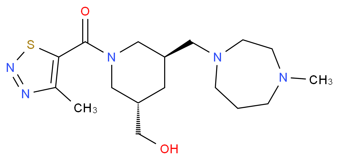 {(3S*,5R*)-5-[(4-methyl-1,4-diazepan-1-yl)methyl]-1-[(4-methyl-1,2,3-thiadiazol-5-yl)carbonyl]piperidin-3-yl}methanol_分子结构_CAS_)