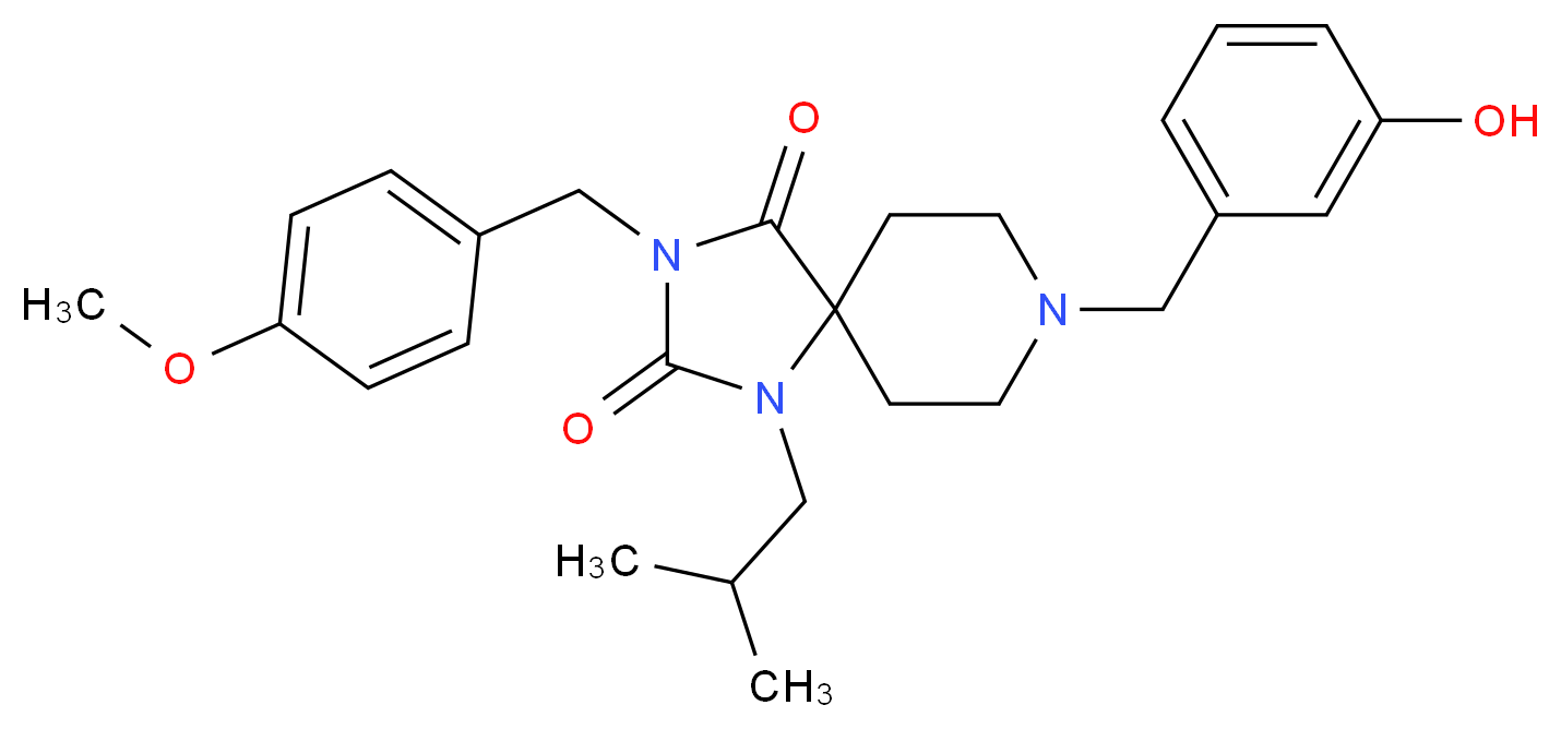 8-(3-hydroxybenzyl)-1-isobutyl-3-(4-methoxybenzyl)-1,3,8-triazaspiro[4.5]decane-2,4-dione_分子结构_CAS_)