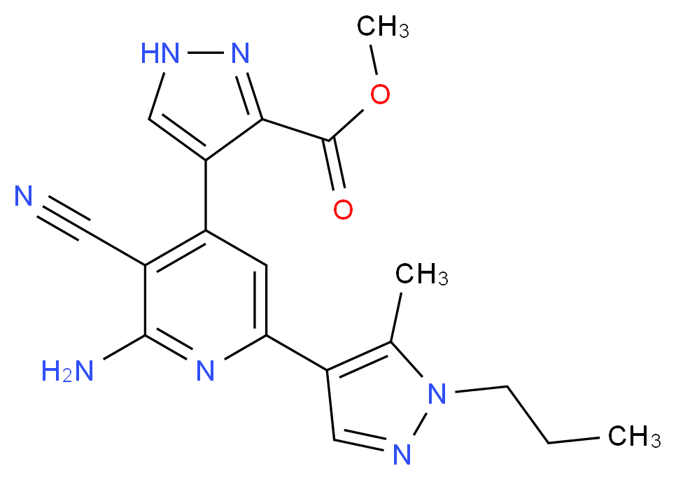 methyl 4-[2-amino-3-cyano-6-(5-methyl-1-propyl-1H-pyrazol-4-yl)pyridin-4-yl]-1H-pyrazole-3-carboxylate_分子结构_CAS_)
