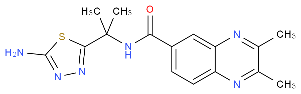 N-[1-(5-amino-1,3,4-thiadiazol-2-yl)-1-methylethyl]-2,3-dimethylquinoxaline-6-carboxamide_分子结构_CAS_)