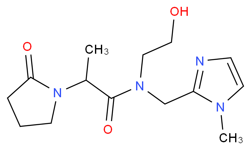 N-(2-hydroxyethyl)-N-[(1-methyl-1H-imidazol-2-yl)methyl]-2-(2-oxopyrrolidin-1-yl)propanamide_分子结构_CAS_)