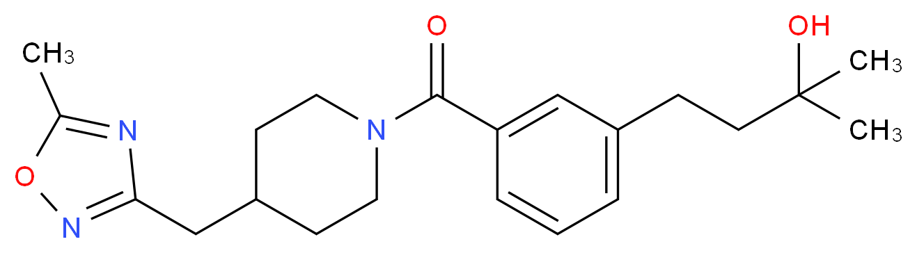 2-methyl-4-[3-({4-[(5-methyl-1,2,4-oxadiazol-3-yl)methyl]-1-piperidinyl}carbonyl)phenyl]-2-butanol_分子结构_CAS_)