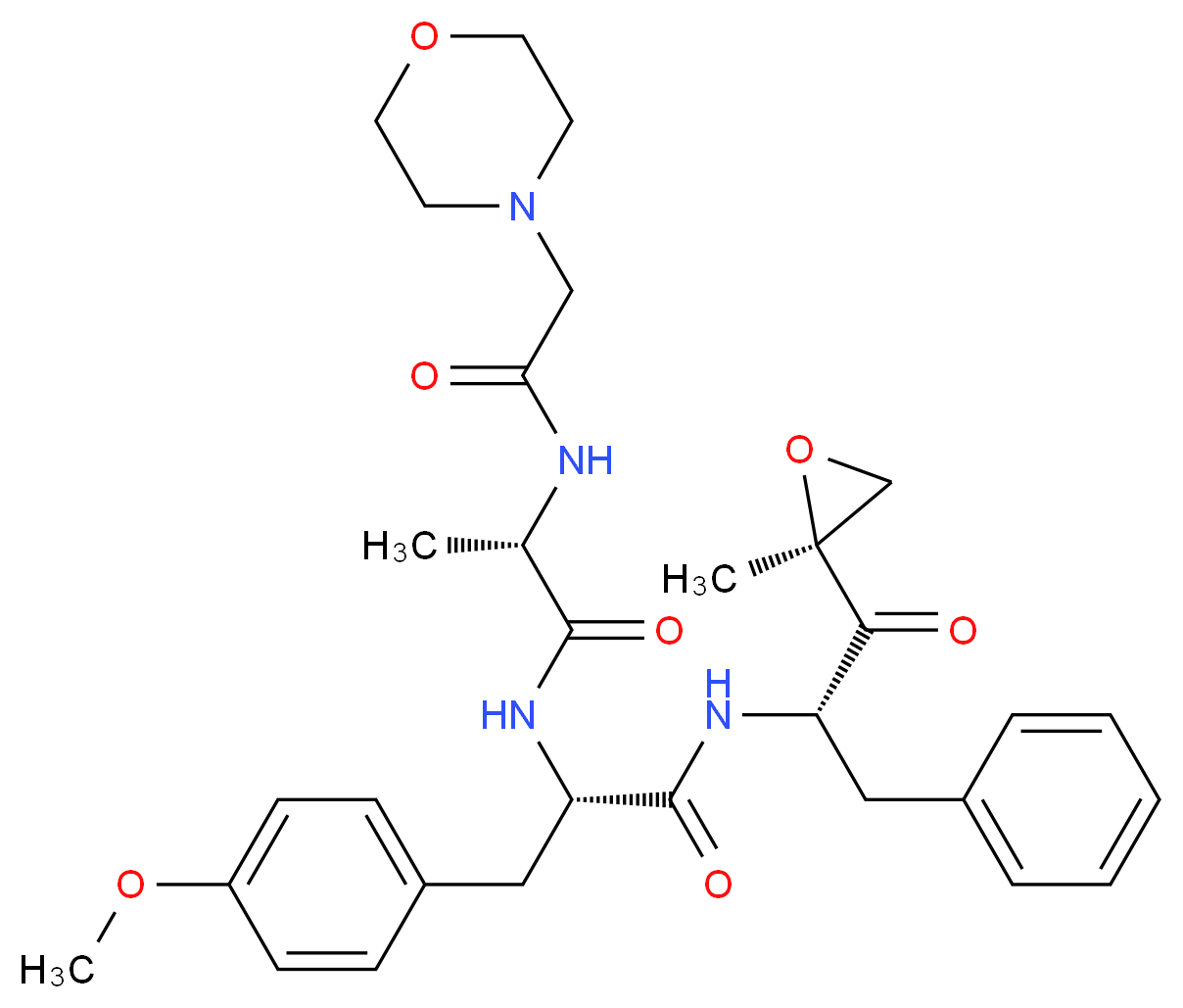(2S)-3-(4-methoxyphenyl)-N-[(2S)-1-[(2S)-2-methyloxiran-2-yl]-1-oxo-3-phenylpropan-2-yl]-2-[(2S)-2-[2-(morpholin-4-yl)acetamido]propanamido]propanamide_分子结构_CAS_960374-59-8