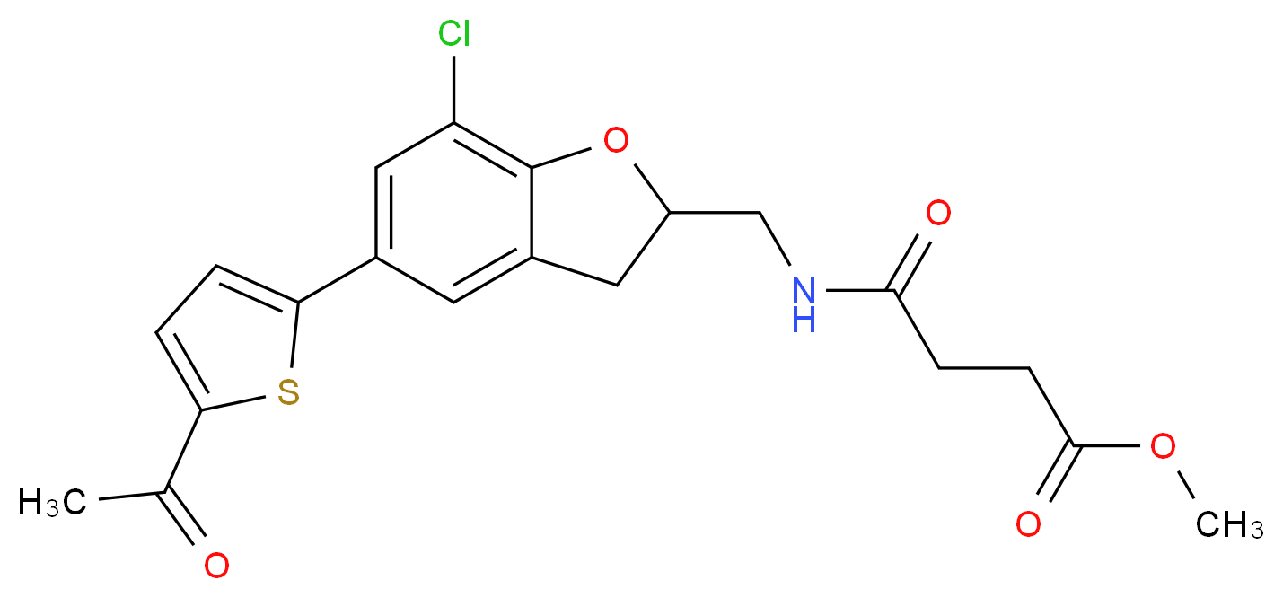 methyl 4-({[5-(5-acetyl-2-thienyl)-7-chloro-2,3-dihydro-1-benzofuran-2-yl]methyl}amino)-4-oxobutanoate_分子结构_CAS_)