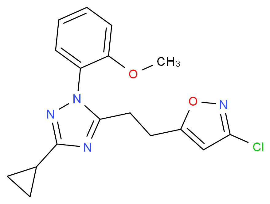5-[2-(3-chloroisoxazol-5-yl)ethyl]-3-cyclopropyl-1-(2-methoxyphenyl)-1H-1,2,4-triazole_分子结构_CAS_)
