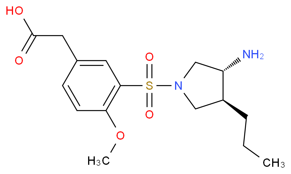 (3-{[(3R*,4S*)-3-amino-4-propylpyrrolidin-1-yl]sulfonyl}-4-methoxyphenyl)acetic acid_分子结构_CAS_)