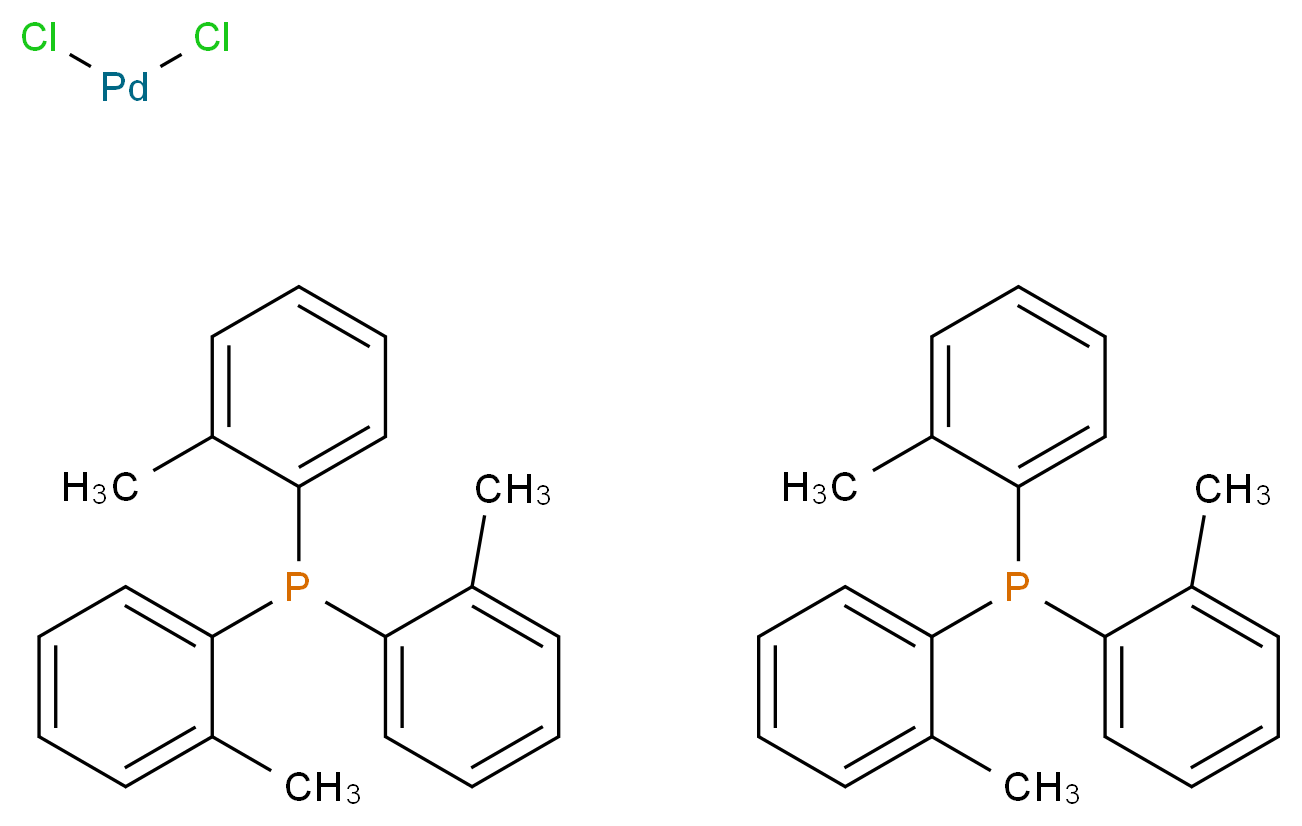 dichloropalladium; bis(tris(2-methylphenyl)phosphane)_分子结构_CAS_40691-33-6