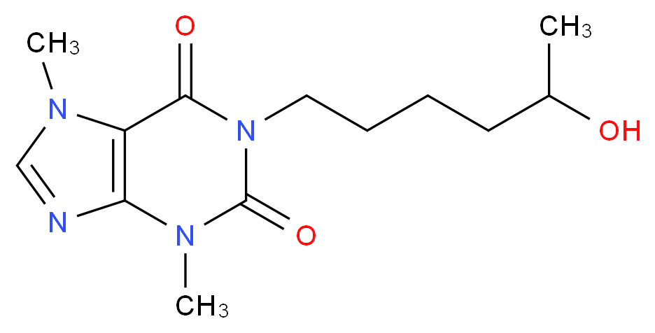 1-(5-hydroxyhexyl)-3,7-dimethyl-2,3,6,7-tetrahydro-1H-purine-2,6-dione_分子结构_CAS_6493-06-7