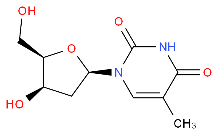 1-[(2R,4R,5R)-4-hydroxy-5-(hydroxymethyl)oxolan-2-yl]-5-methyl-1,2,3,4-tetrahydropyrimidine-2,4-dione_分子结构_CAS_50-89-5