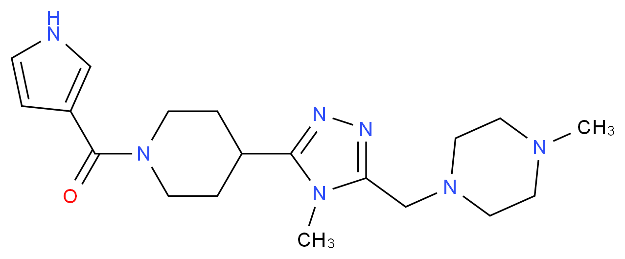 1-methyl-4-({4-methyl-5-[1-(1H-pyrrol-3-ylcarbonyl)piperidin-4-yl]-4H-1,2,4-triazol-3-yl}methyl)piperazine_分子结构_CAS_)