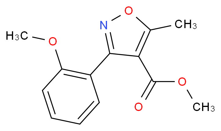 4-Isoxazolecarboxylic acid, 3-(2-methoxyphenyl)-5-methyl-, methyl ester
methyl 3-(2-methoxyphenyl)-5-methylisoxazole-4-carboxylate_分子结构_CAS_1267901-30-3)