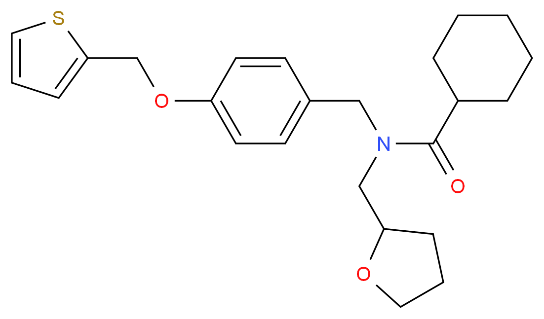 N-(tetrahydro-2-furanylmethyl)-N-[4-(2-thienylmethoxy)benzyl]cyclohexanecarboxamide_分子结构_CAS_)