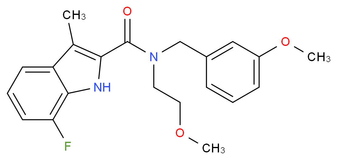 7-fluoro-N-(3-methoxybenzyl)-N-(2-methoxyethyl)-3-methyl-1H-indole-2-carboxamide_分子结构_CAS_)