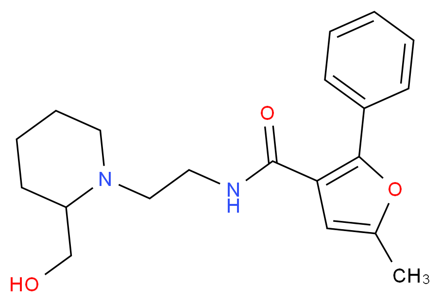 N-{2-[2-(hydroxymethyl)piperidin-1-yl]ethyl}-5-methyl-2-phenyl-3-furamide_分子结构_CAS_)