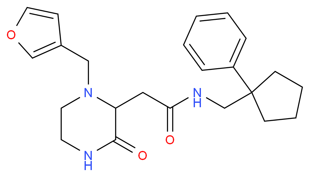 2-[1-(3-furylmethyl)-3-oxo-2-piperazinyl]-N-[(1-phenylcyclopentyl)methyl]acetamide_分子结构_CAS_)