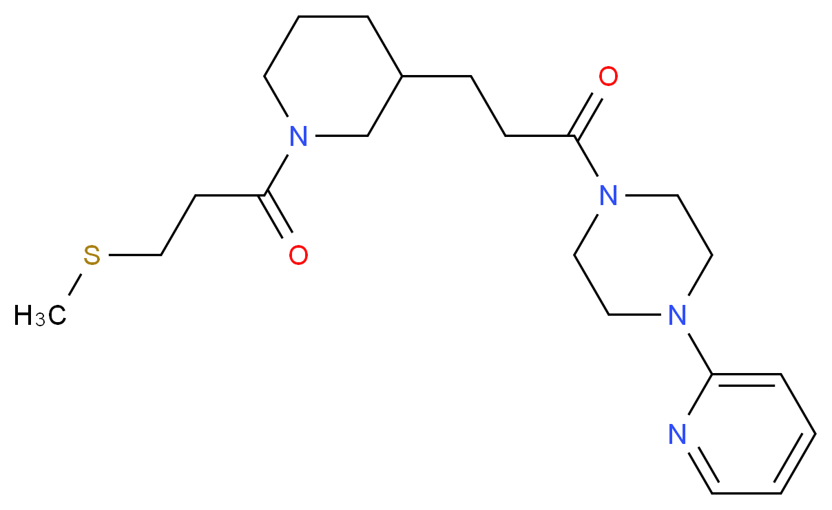 1-(3-{1-[3-(methylthio)propanoyl]-3-piperidinyl}propanoyl)-4-(2-pyridinyl)piperazine_分子结构_CAS_)