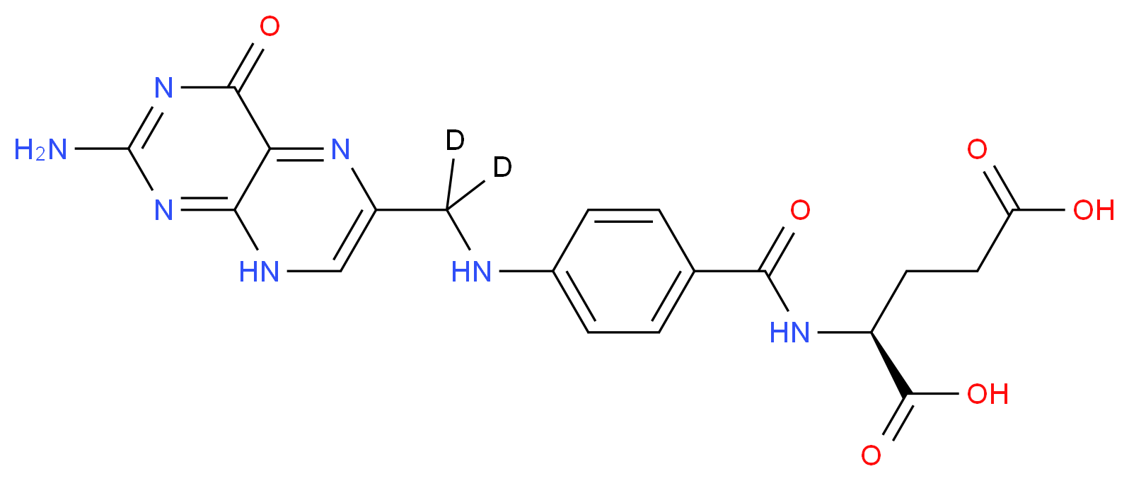 (2S)-2-[(4-{[(2-amino-4-oxo-4,8-dihydropteridin-6-yl)(<sup>2</sup>H<sub>2</sub>)methyl]amino}phenyl)formamido]pentanedioic acid_分子结构_CAS_69022-87-3