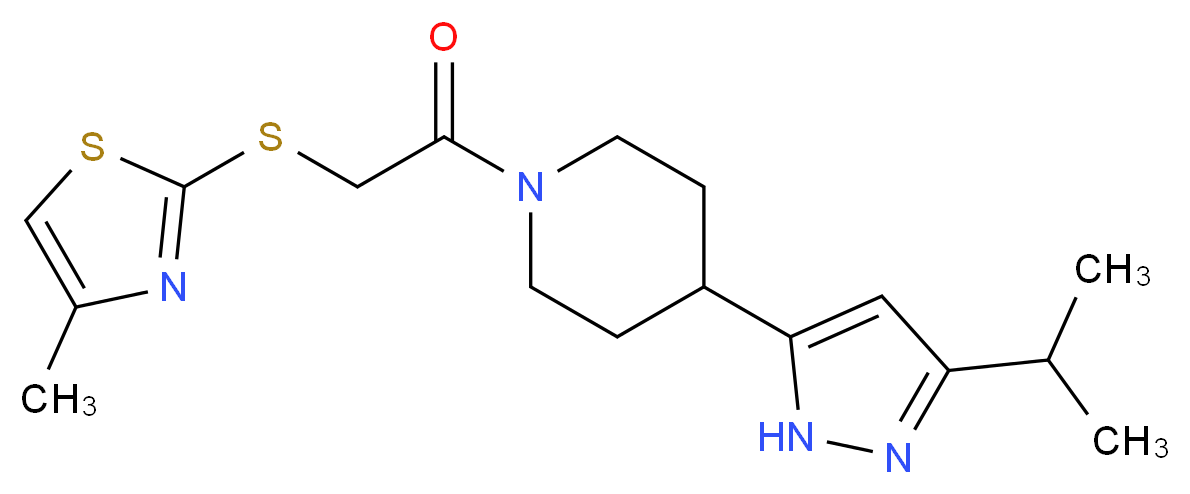 4-(3-isopropyl-1H-pyrazol-5-yl)-1-{[(4-methyl-1,3-thiazol-2-yl)thio]acetyl}piperidine_分子结构_CAS_)