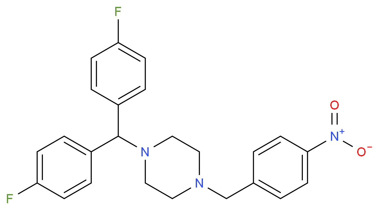 1-[bis(4-fluorophenyl)methyl]-4-[(4-nitrophenyl)methyl]piperazine_分子结构_CAS_914349-64-7