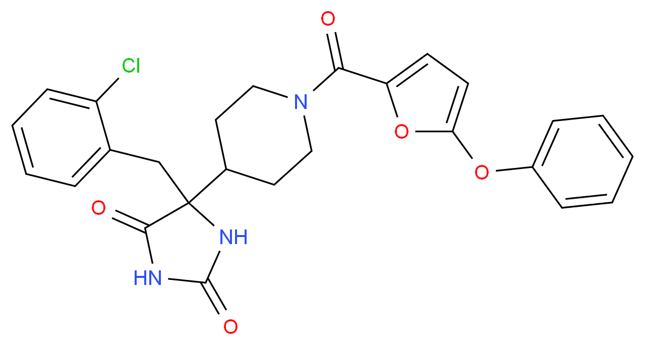5-(2-chlorobenzyl)-5-[1-(5-phenoxy-2-furoyl)-4-piperidinyl]-2,4-imidazolidinedione_分子结构_CAS_)