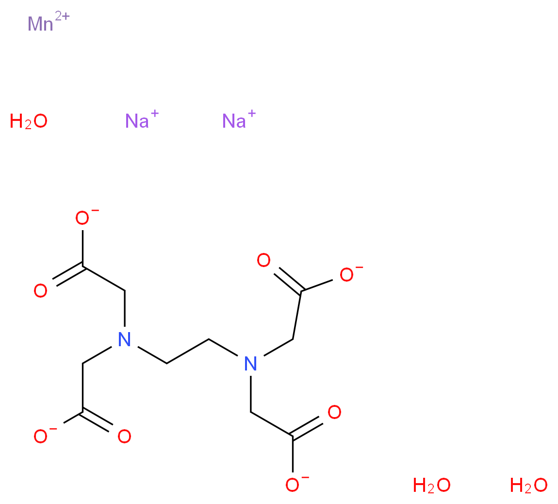 manganese(2+) ion disodium 2-({2-[bis(carboxylatomethyl)amino]ethyl}(carboxylatomethyl)amino)acetate trihydrate_分子结构_CAS_15375-84-5