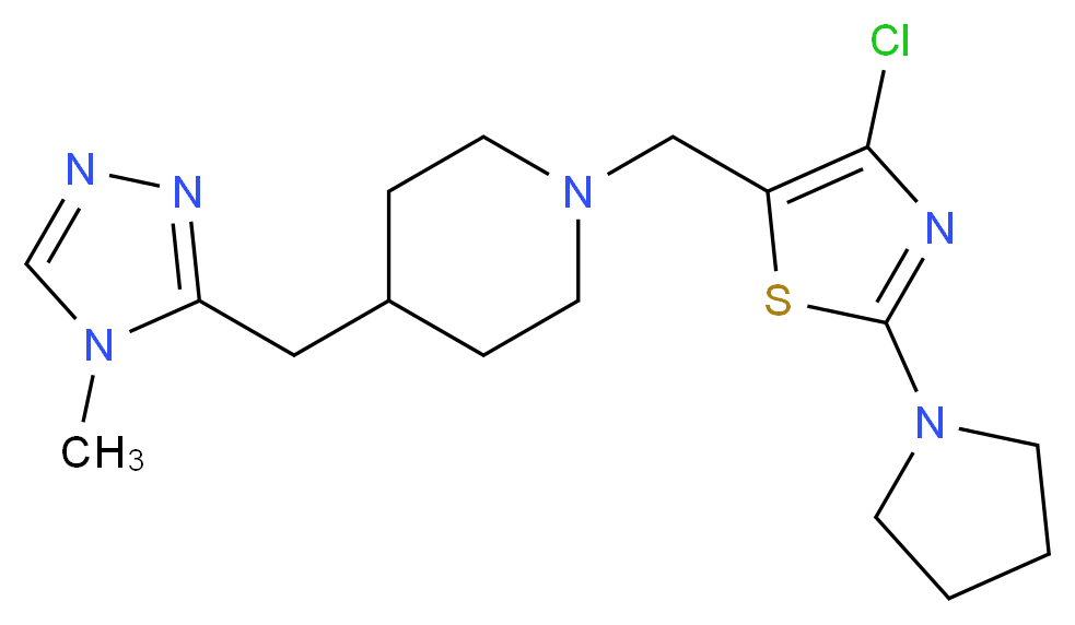 1-[(4-chloro-2-pyrrolidin-1-yl-1,3-thiazol-5-yl)methyl]-4-[(4-methyl-4H-1,2,4-triazol-3-yl)methyl]piperidine_分子结构_CAS_)
