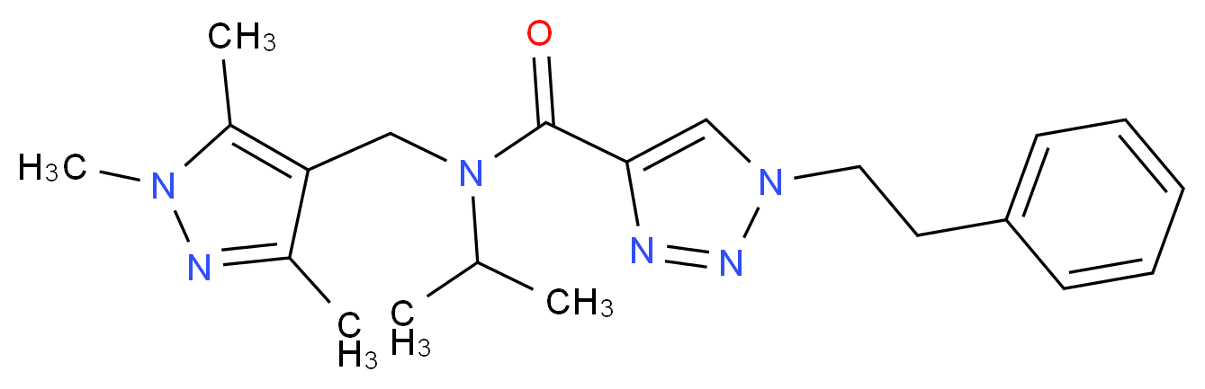 N-isopropyl-1-(2-phenylethyl)-N-[(1,3,5-trimethyl-1H-pyrazol-4-yl)methyl]-1H-1,2,3-triazole-4-carboxamide_分子结构_CAS_)