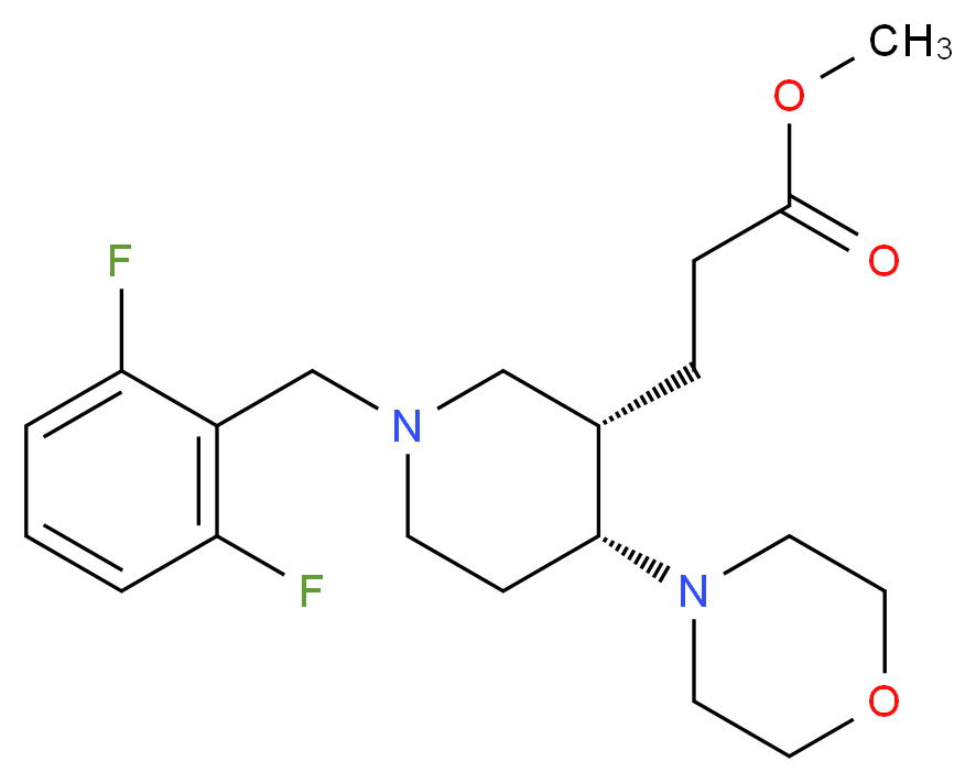 methyl 3-[(3S*,4R*)-1-(2,6-difluorobenzyl)-4-(4-morpholinyl)-3-piperidinyl]propanoate_分子结构_CAS_)