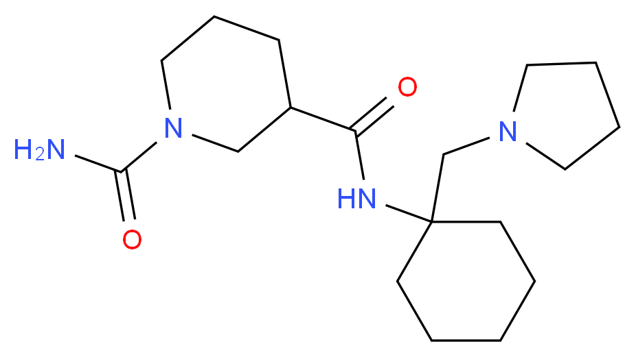 N~3~-[1-(pyrrolidin-1-ylmethyl)cyclohexyl]piperidine-1,3-dicarboxamide_分子结构_CAS_)