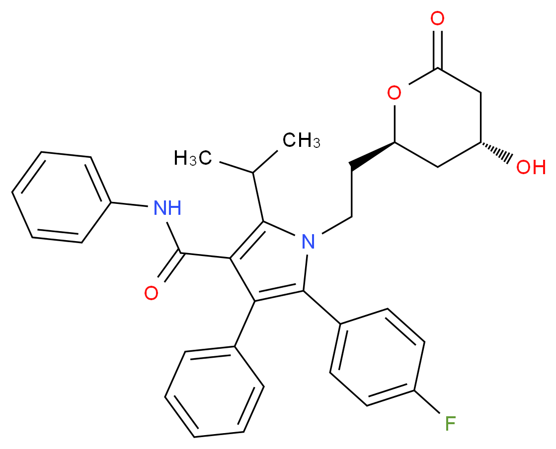 5-(4-fluorophenyl)-1-{2-[(2R,4R)-4-hydroxy-6-oxooxan-2-yl]ethyl}-N,4-diphenyl-2-(propan-2-yl)-1H-pyrrole-3-carboxamide_分子结构_CAS_125995-03-1