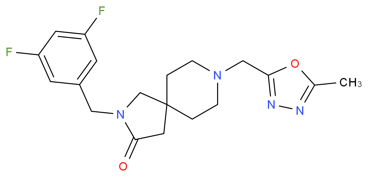 2-(3,5-difluorobenzyl)-8-[(5-methyl-1,3,4-oxadiazol-2-yl)methyl]-2,8-diazaspiro[4.5]decan-3-one_分子结构_CAS_)