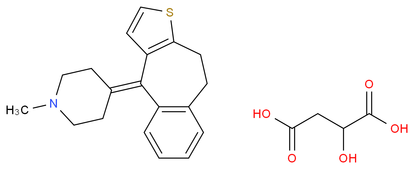 1-methyl-4-{6-thiatricyclo[8.4.0.0<sup>3</sup>,<sup>7</sup>]tetradeca-1(10),3(7),4,11,13-pentaen-2-ylidene}piperidine; 2-hydroxybutanedioic acid_分子结构_CAS_5189-11-7