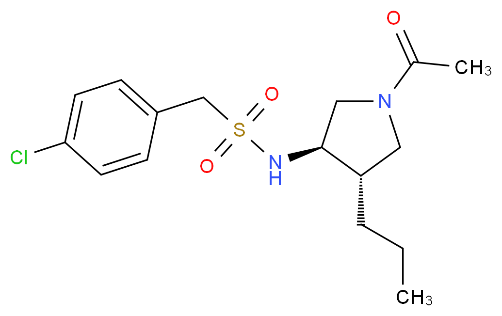 N-[(3R*,4S*)-1-acetyl-4-propyl-3-pyrrolidinyl]-1-(4-chlorophenyl)methanesulfonamide_分子结构_CAS_)