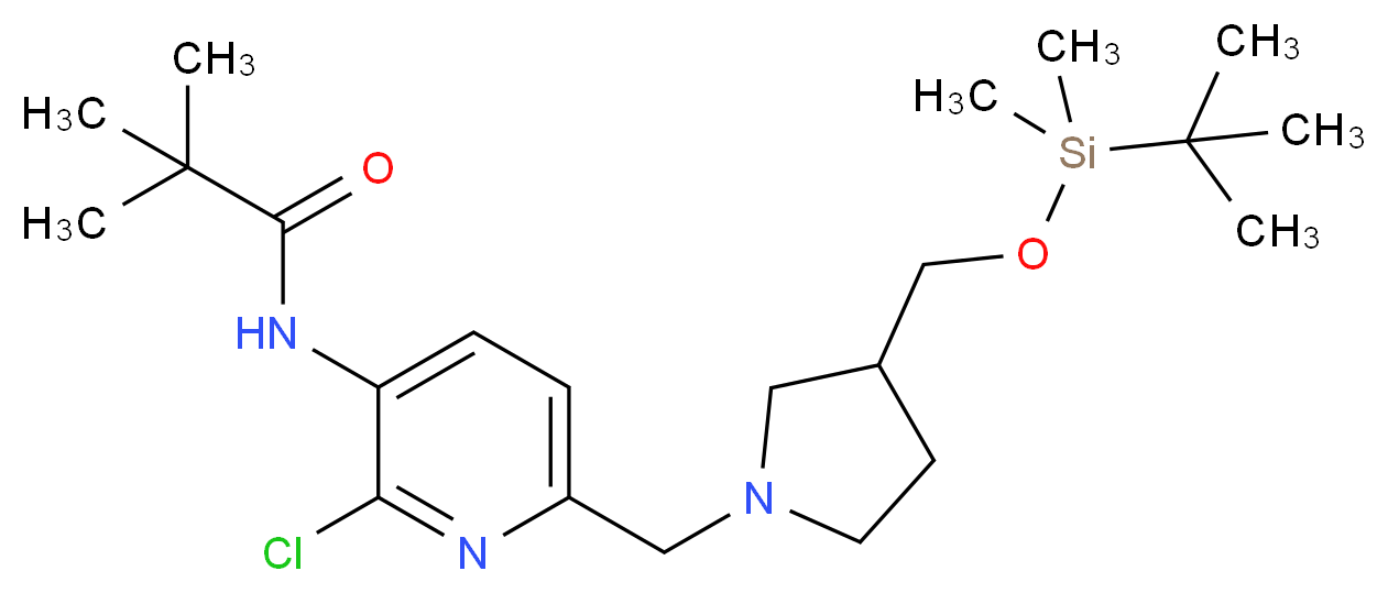 N-(6-((3-((tert-Butyldimethylsilyloxy)methyl)pyrrolidin-1-yl)methyl)-2-chloropyridin-3-yl)pivalamide_分子结构_CAS_)