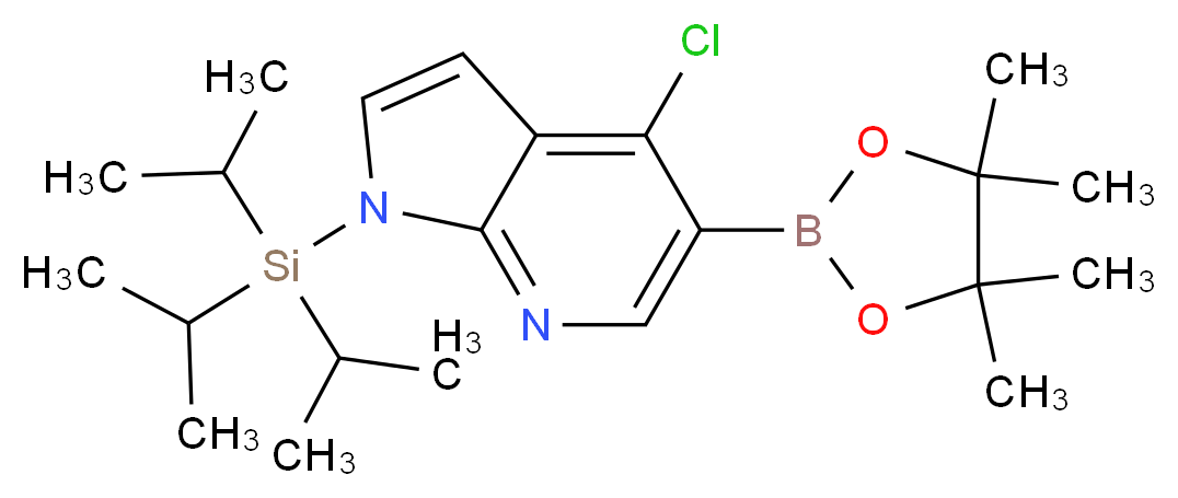 4-Chloro-1-(triisopropylsilyl)-1H-pyrrolo[2,3-B]-pyridine-5-boronic acid pinacol ester_分子结构_CAS_1045857-94-0)