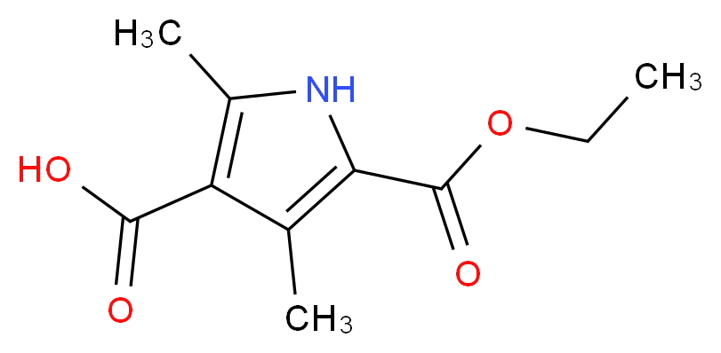 5-(ethoxycarbonyl)-2,4-dimethyl-1H-pyrrole-3-carboxylic acid_分子结构_CAS_5408-10-6