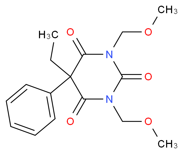 5-ethyl-1,3-bis(methoxymethyl)-5-phenyl-1,3-diazinane-2,4,6-trione_分子结构_CAS_27511-99-5