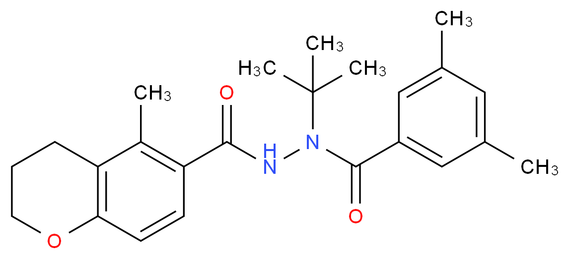 N'-tert-butyl-N'-(3,5-dimethylbenzoyl)-5-methyl-3,4-dihydro-2H-1-benzopyran-6-carbohydrazide_分子结构_CAS_143807-66-3