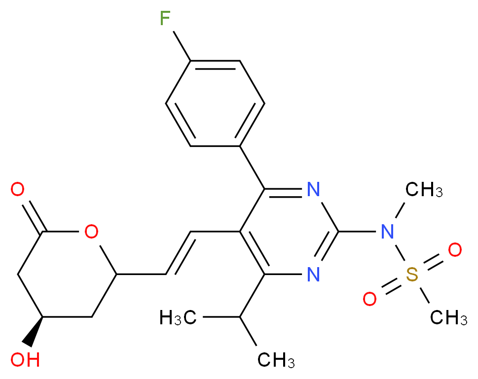 N-[4-(4-fluorophenyl)-5-[(E)-2-[(4R)-4-hydroxy-6-oxooxan-2-yl]ethenyl]-6-(propan-2-yl)pyrimidin-2-yl]-N-methylmethanesulfonamide_分子结构_CAS_503610-43-3