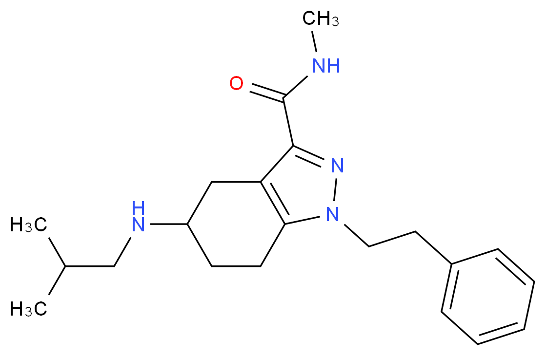 5-(isobutylamino)-N-methyl-1-(2-phenylethyl)-4,5,6,7-tetrahydro-1H-indazole-3-carboxamide_分子结构_CAS_)